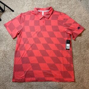 Adidas Wavy Mesh Polo Mens XL Scarlet Red Geometric Golf Shirt ADVR0904